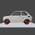 Vintage White Compact Hatchback Car With Round Headlights Retro Classic Design