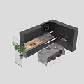 Modern Kitchen Interior With Black Cabinets Marble Island And Countertop Appliances