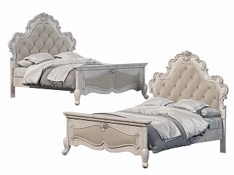 French Single Bed 3d model