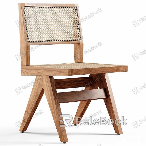 Chandigarh Nordic Style Solid Wood Rattan Dining Chair model