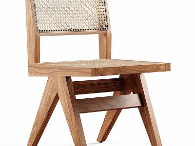 Chandigarh Nordic Style Solid Wood Rattan Dining Chair model