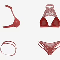 Fashionable Red Lingerie Set with Intricate Lace Bra and Panties Design