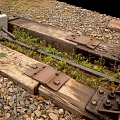 Rustic Railroad Switch Mechanism With Track Lever Number 13 Gravel And Wooden Ties