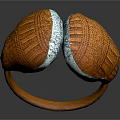 Premium Ergonomic Headphones Audio with Circular Design and Brown White Woven Texture