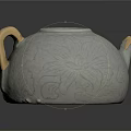 Elegant White Ceramic Teapot With Intricate Floral Patterns Golden Handle And Spout Design