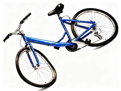 Blue Bicycle With Black Seat Handlebar And Tires Classic Urban Design 3d model