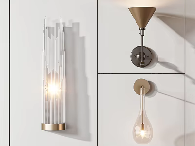 Stylish Wall Sconces with Glass Shade and Metal Base in Modern Cylindrical Conical and Pendant Designs 3d model