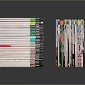 Colorful Book Stacks With Horizontal And Vertical Arrangement On Reflective Surface