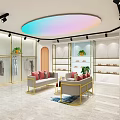 Modern Bright Clothing Store Interior With Gold Racks And Displayed Apparel