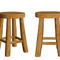 Sturdy Wooden Bar Stools With Round Seat And Four Legs Simple Design