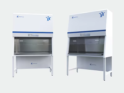 Double White Biological Safety Cabinets With Blue Stripe For Laboratory Use 3d model