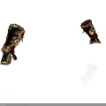 Ancient Weapon Arm Guards With Golden Decoration And Red Straps Traditional Design