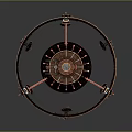 Vintage Mechanical Household Device With Copper And Black Circular Metal Frame