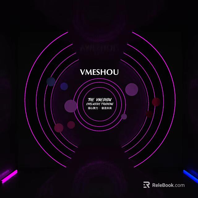 Elevator Corridor With Purple Circular Lines And Colorful Dots For Fashion Design Vision 3d model 