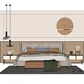 Nordic Background Double Bed Simple Double Bed 3d model