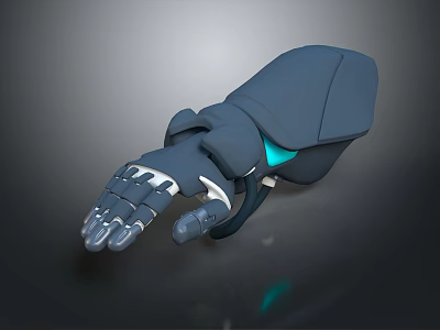 Futuristic Robotic Character Mechanical Arm With Blue Light And Detailed Structure Design 3d model