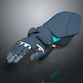 Futuristic Robotic Character Mechanical Arm With Blue Light And Detailed Structure Design
