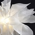 Modern White Flower Shaped Chandeliers With Illuminated Tulle Design For Interior Decor
