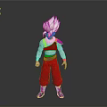 Anime Style 3D Character Model With White Hair Red Pants And Gold Accent Shoes Standing In Neutral Pose