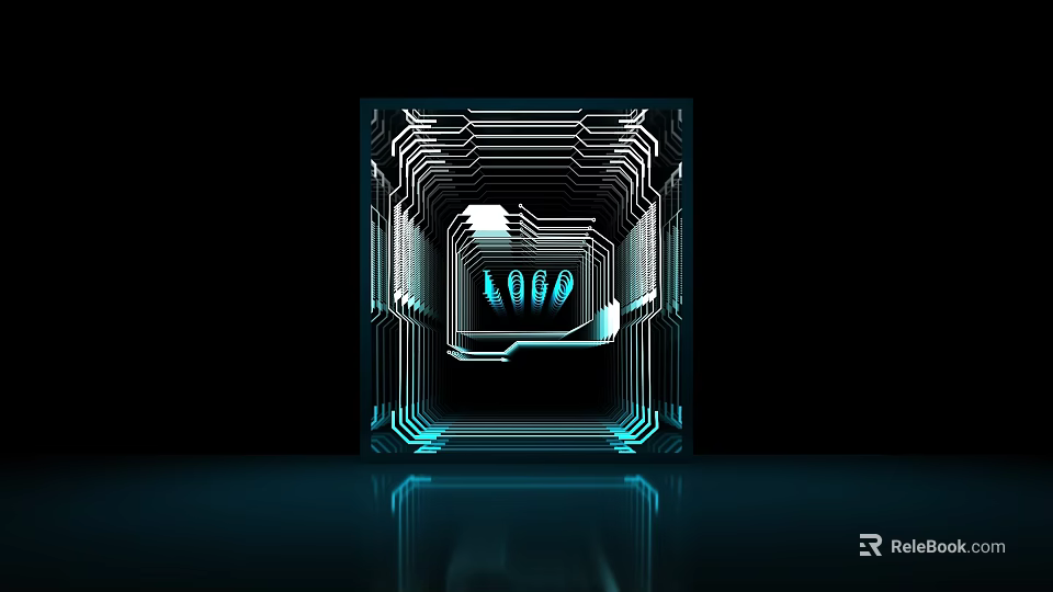 Modern Commercial Equipment With Circuit Board Structure And Blue Illuminated Elements 3d model