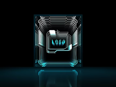 Modern Commercial Equipment With Circuit Board Structure And Blue Illuminated Elements 3d model