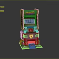 Retro Arcade Machine With Neon Purple Pink Lights And Gaming Screen