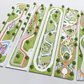 Park Landscape Planning Featuring Various Layouts Paths Green Spaces And Curved Walkways