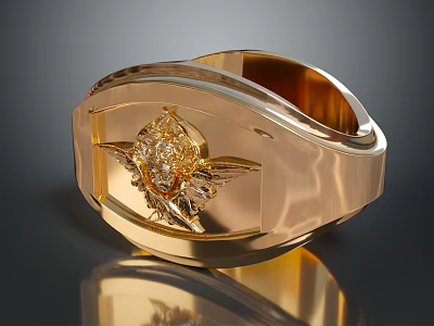 Luxury Gold Fashion Ring With Intricate Decorative Design And Shiny Polished Finish 3d model