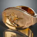 Luxury Gold Fashion Ring With Intricate Decorative Design And Shiny Polished Finish