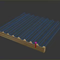 Blue Corrugated Panel With Wooden Base And Metal Screw Fastener