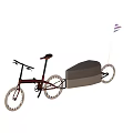 Brown Bicycle With Attached Gray Trailer And Small Flag Design