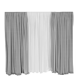 Gray Curtains With White Sheer For Elegant Window Interior Decoration 3d model