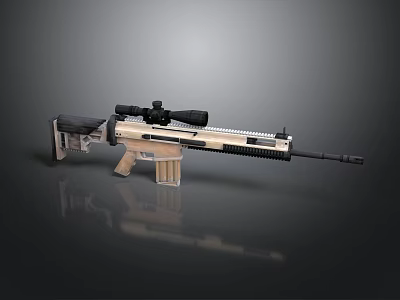 Modern Tactical Sniper Rifle With Scope Beige Black Design And Transparent Magazine 3d model
