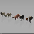 Group of Various Farm Animals Including Sheep Pig Cow and Toy Models on Gray Background