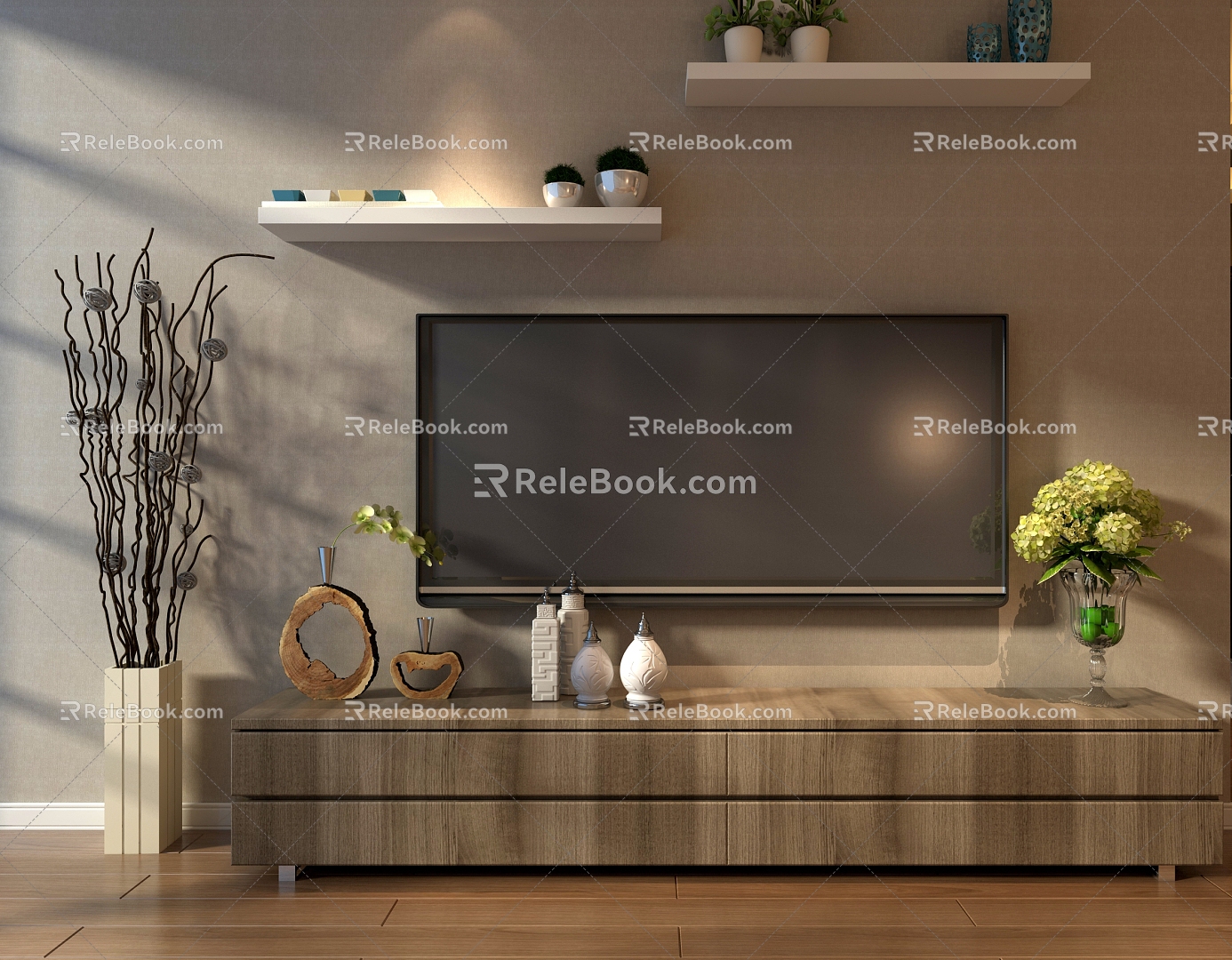 TV cabinet background wall 3d model