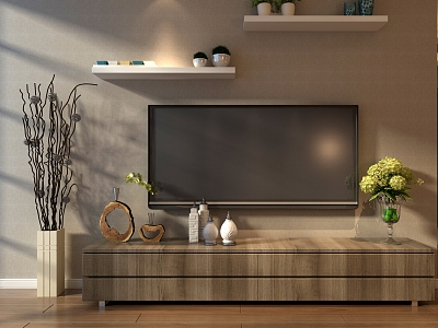 TV cabinet background wall 3d model