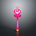 Pink Magic Wand with Heart Shaped Top Star Decoration and Wing Accents