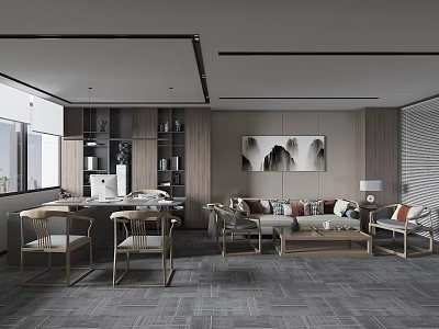 New Chinese Office Manager Office 3d model