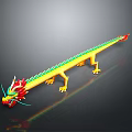 Colorful Dragon With Yellow Body Green Spine Red Head Whiskers Claws On Black Background
