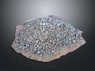 Raw Natural Stone Gravel Pile on Wooden Base with Mixed Size Rocks 3d model