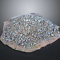 Raw Natural Stone Gravel Pile on Wooden Base with Mixed Size Rocks