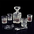 Elegant Crystal Glassware Set With Decanter Tumblers Ice Cubes And Tongs