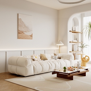 Modern Cream Style Home Living Room Cream Home Living Room 3d model