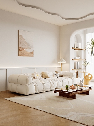 Modern Cream Style Home Living Room Cream Home Living Room 3d model