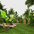 Tropical Rainforest Themed Floral Installation With Archway Green Plants And Hanging Foliage