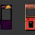 Purple Monster Vending Machine And Red Coin Pusher Arcade Game