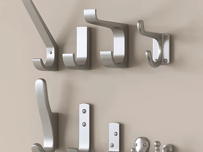 Stainless Steel Wall Mounted Hooks With Various Designs For Home Storage And Organization 3d model
