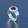 Elegant Jewelry Rings With Hexagon Red Green Deep Red Gemstones Set In Gold Silver Bands