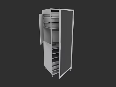 Commercial Standing Storage Cabinet With Doors And Multiple Shelves For Business Use 3d model