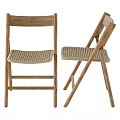 Wooden Folding Chair With Woven Seat For Home Furniture Design
